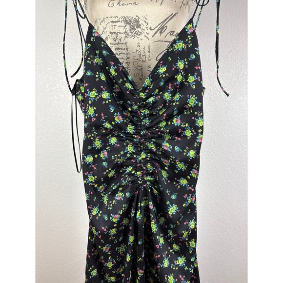 B51 Sandro Midi Dress Womens 6 Paola Floral Ruched  Ethereal Swiftie  Coquette - Picture 7 of 10